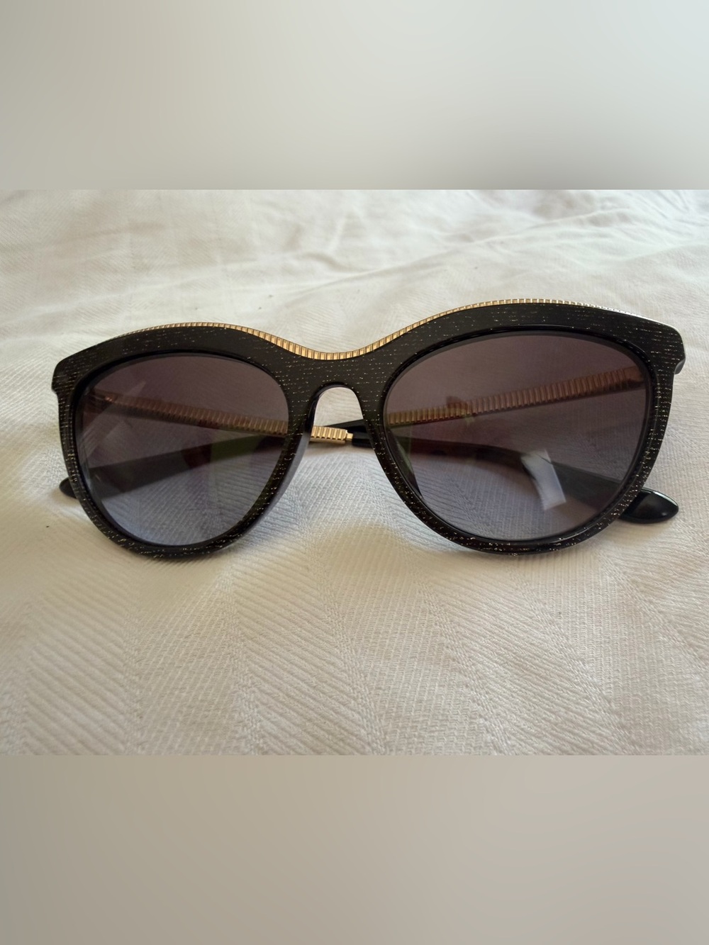 Women's Dolce & Gabbana Black Cat-Eye Sunglasses with Gold Accent - Picture 2 of 7